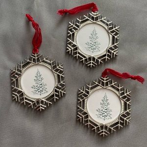 Modern Snowflake Picture Frame Ornaments Set of 3